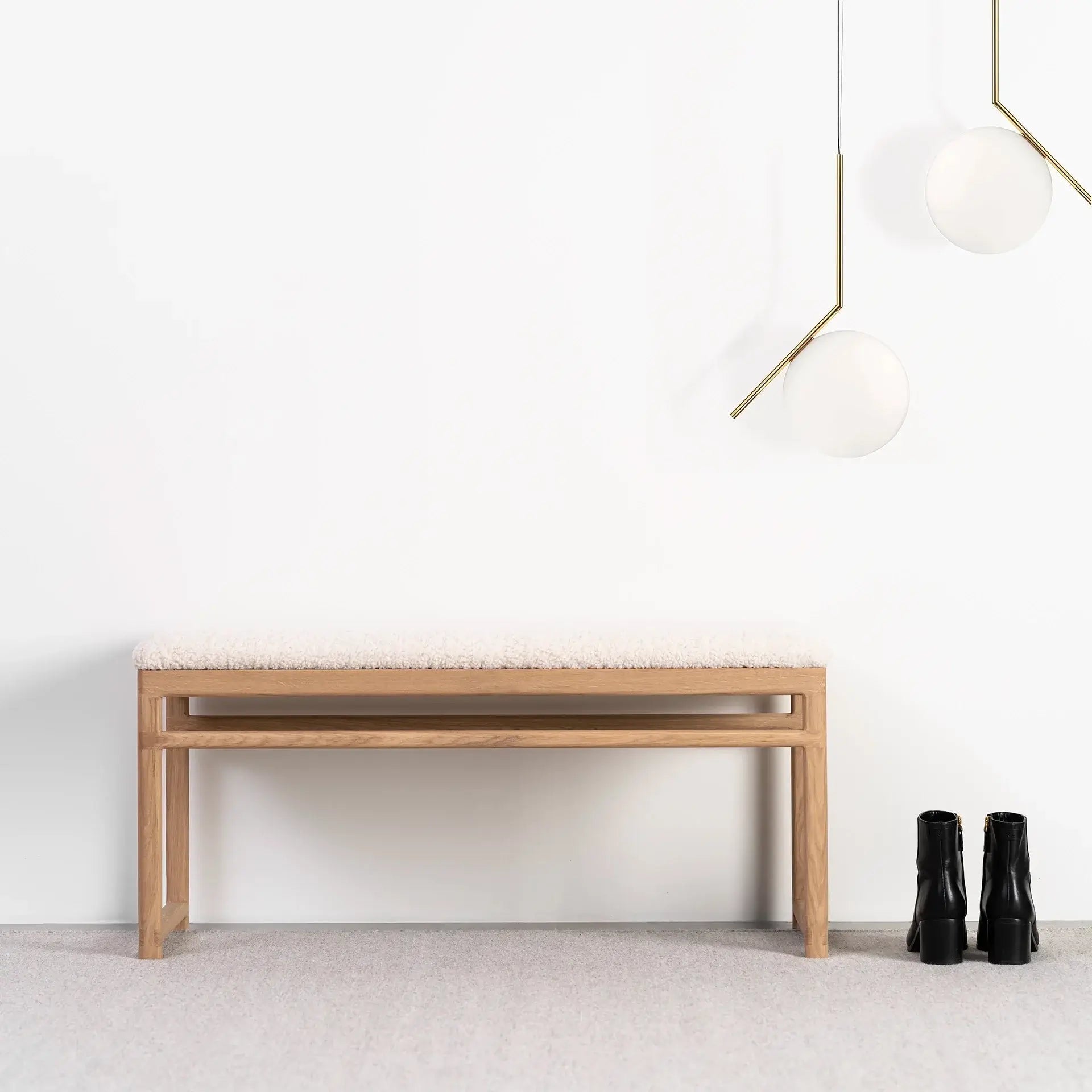 by Crea® Holzbank ALVA Eiche Natur Bouclé Ivory