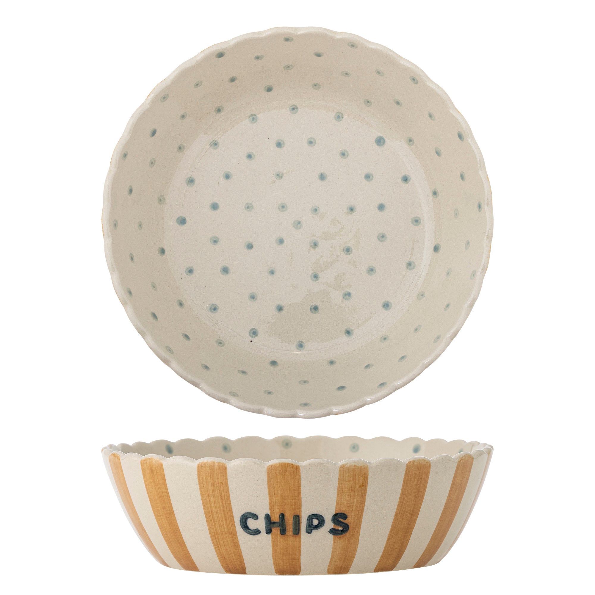 Bloomingville Schale CHIPS gelb gestreift | Ø24x7cm