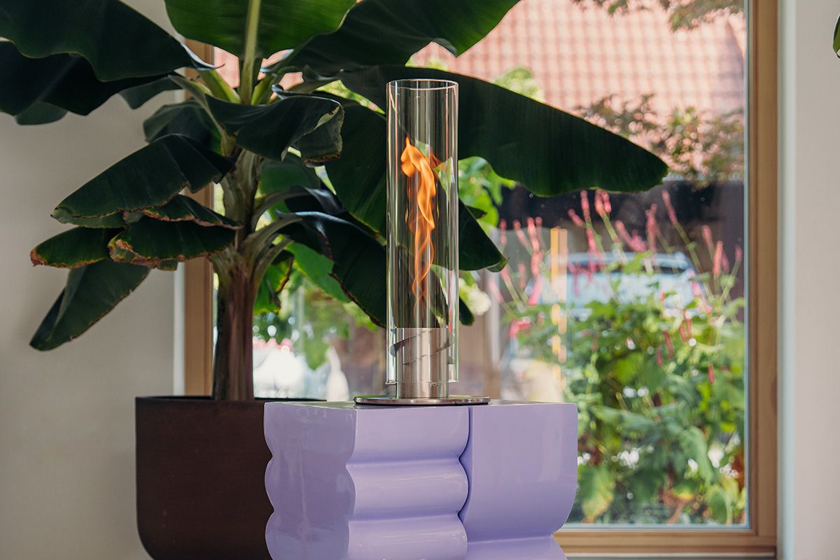 Höfats Tischfeuer Windlicht SPIN 1200 silber | 70x24,5x21,5cm