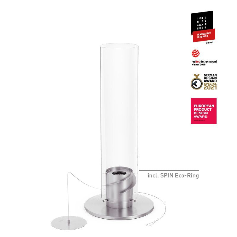 Höfats Tischfeuer Windlicht SPIN 1200 silber | 70x24,5x21,5cm