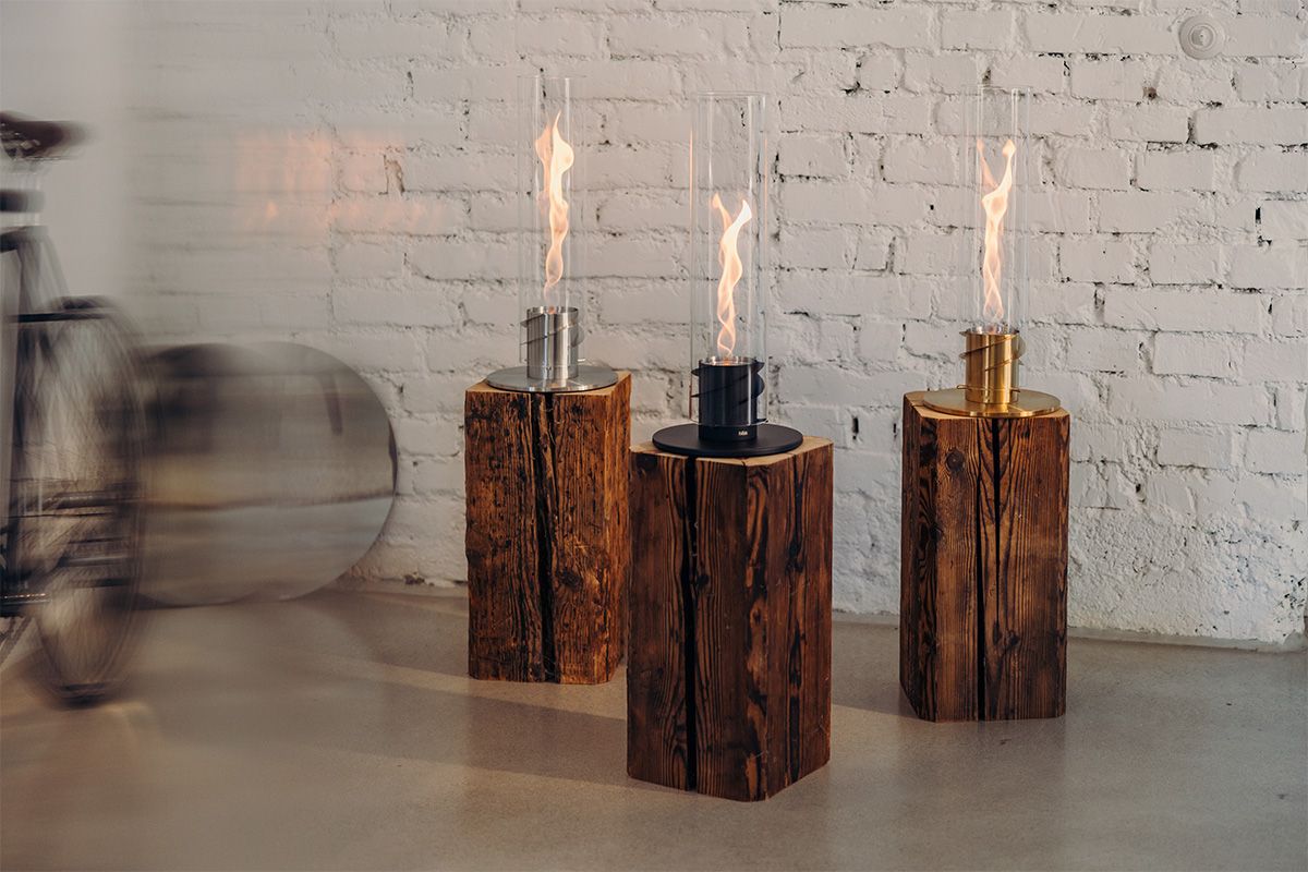 Höfats Tischfeuer Windlicht SPIN 1200 schwarz | 70x24,5x21,5cm