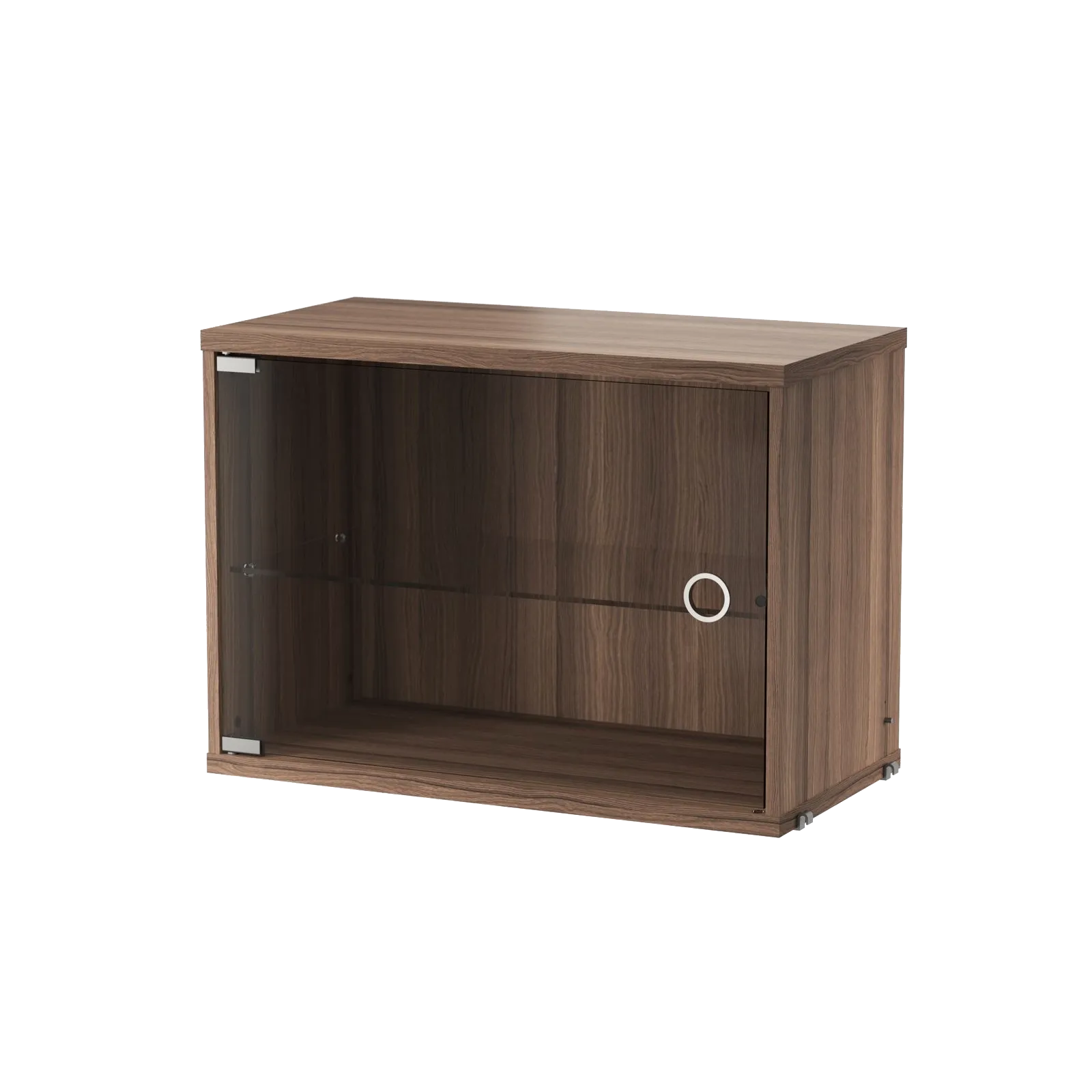 String Furniture Vitrine mit Schwenktür aus Glas B58 x T30 x H42, Walnuß