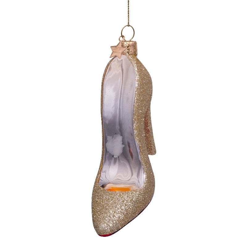 Vondels Christbaumschmuck HIGH HEEL Glas gold Glitter 10cm