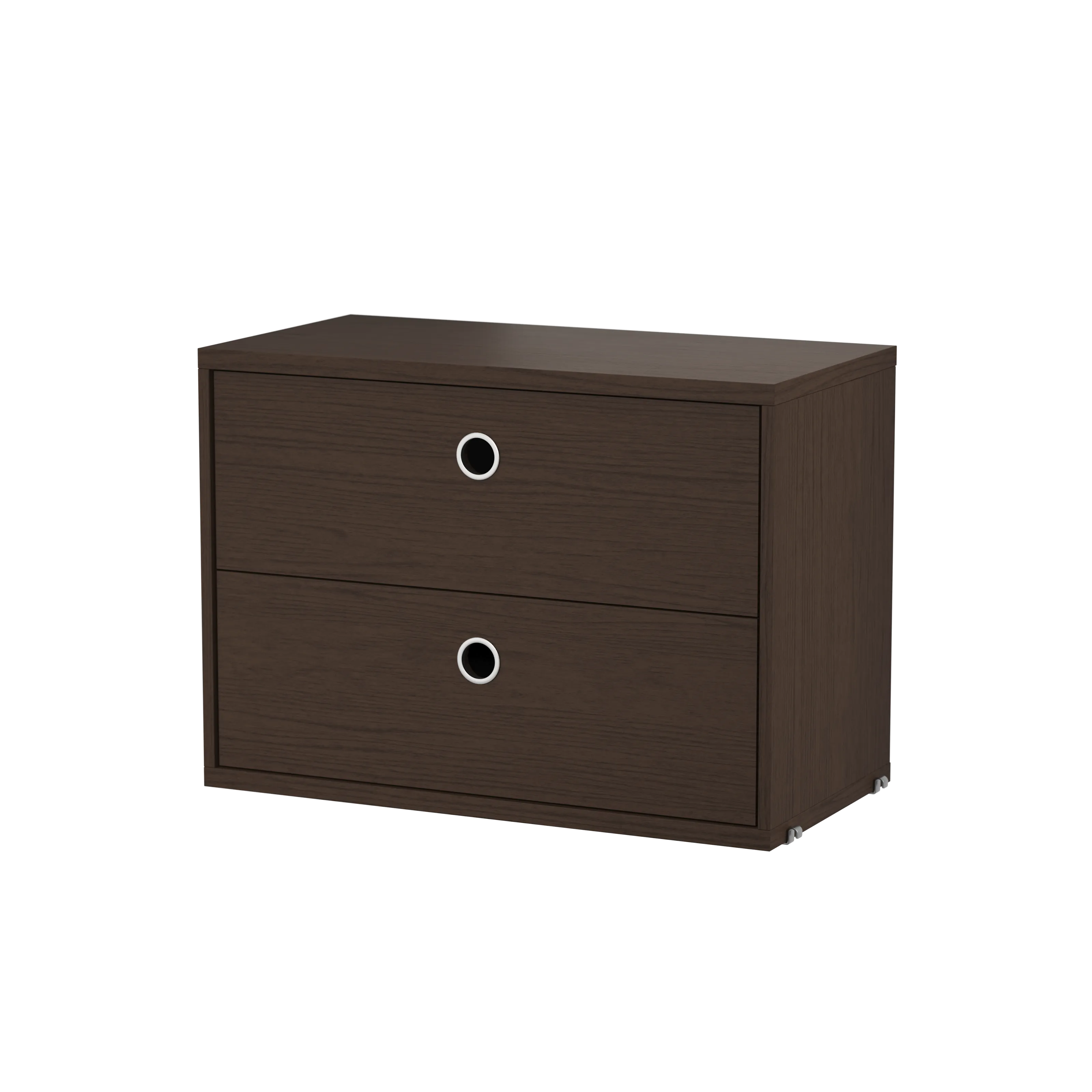 String Furniture Schubladenschrank B58 x T30 x H42, Dunkel gebeizte eiche