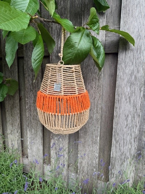 Van der Leeden Laterne ORANGE Seegras Natur/Orange | Ø 26cm H 31cm