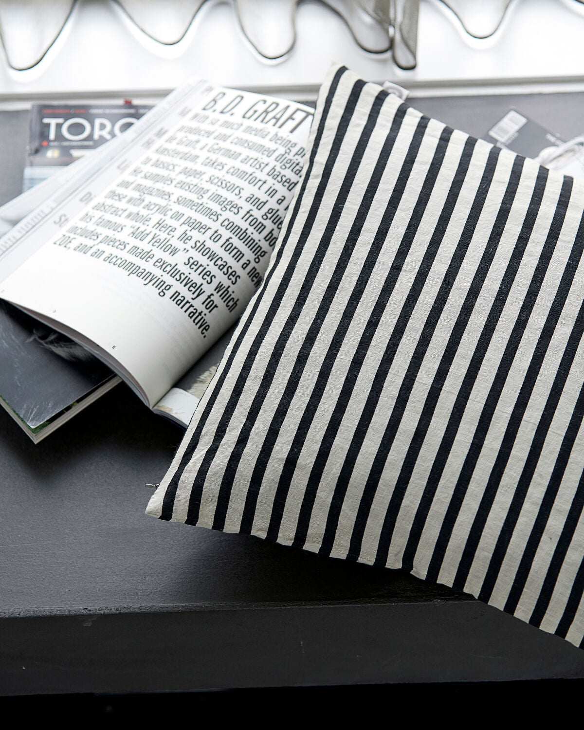House Doctor Kissenbezug STRIPE schwarz grau | 50x50 cm