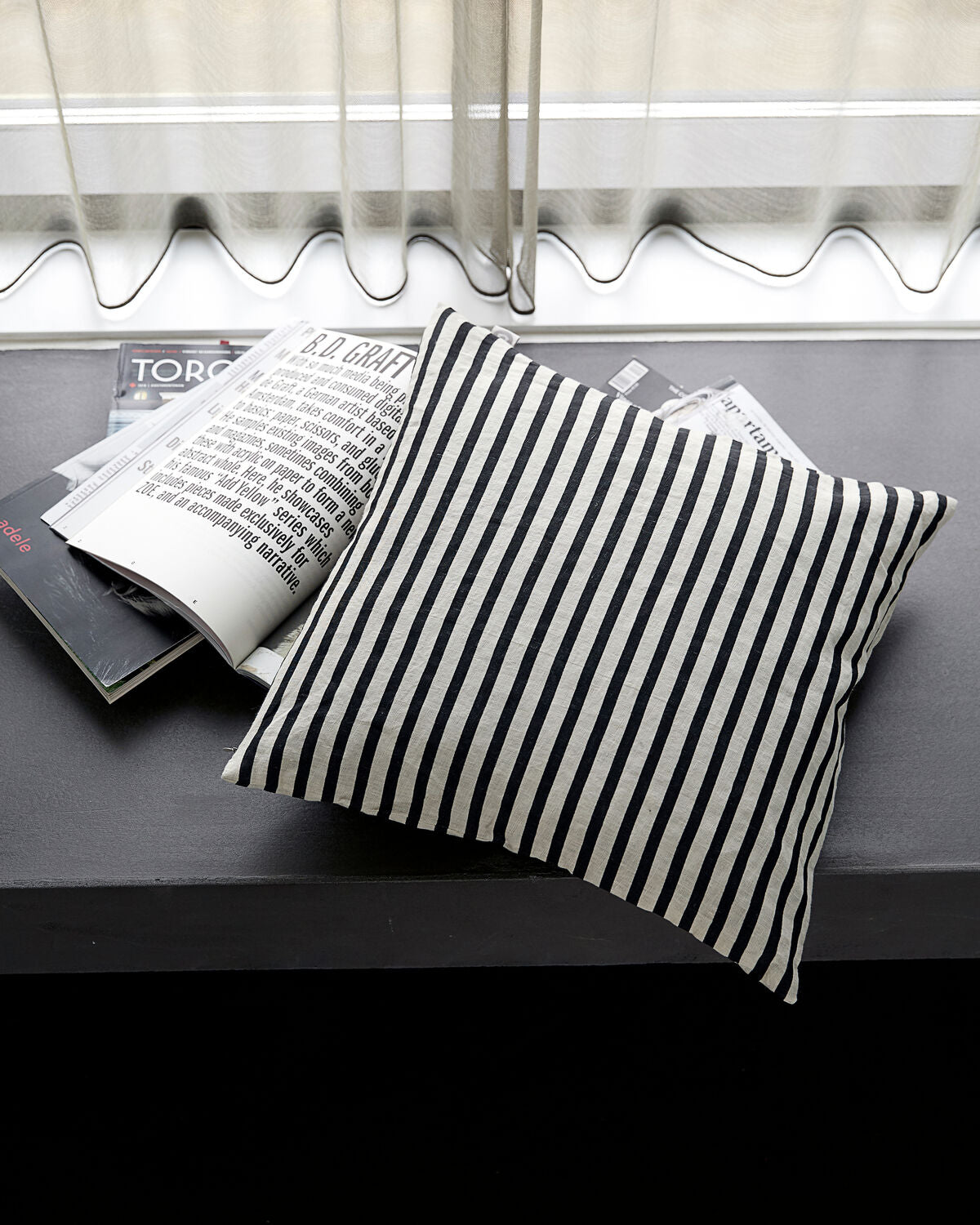 House Doctor Kissenbezug STRIPE schwarz grau | 50x50 cm