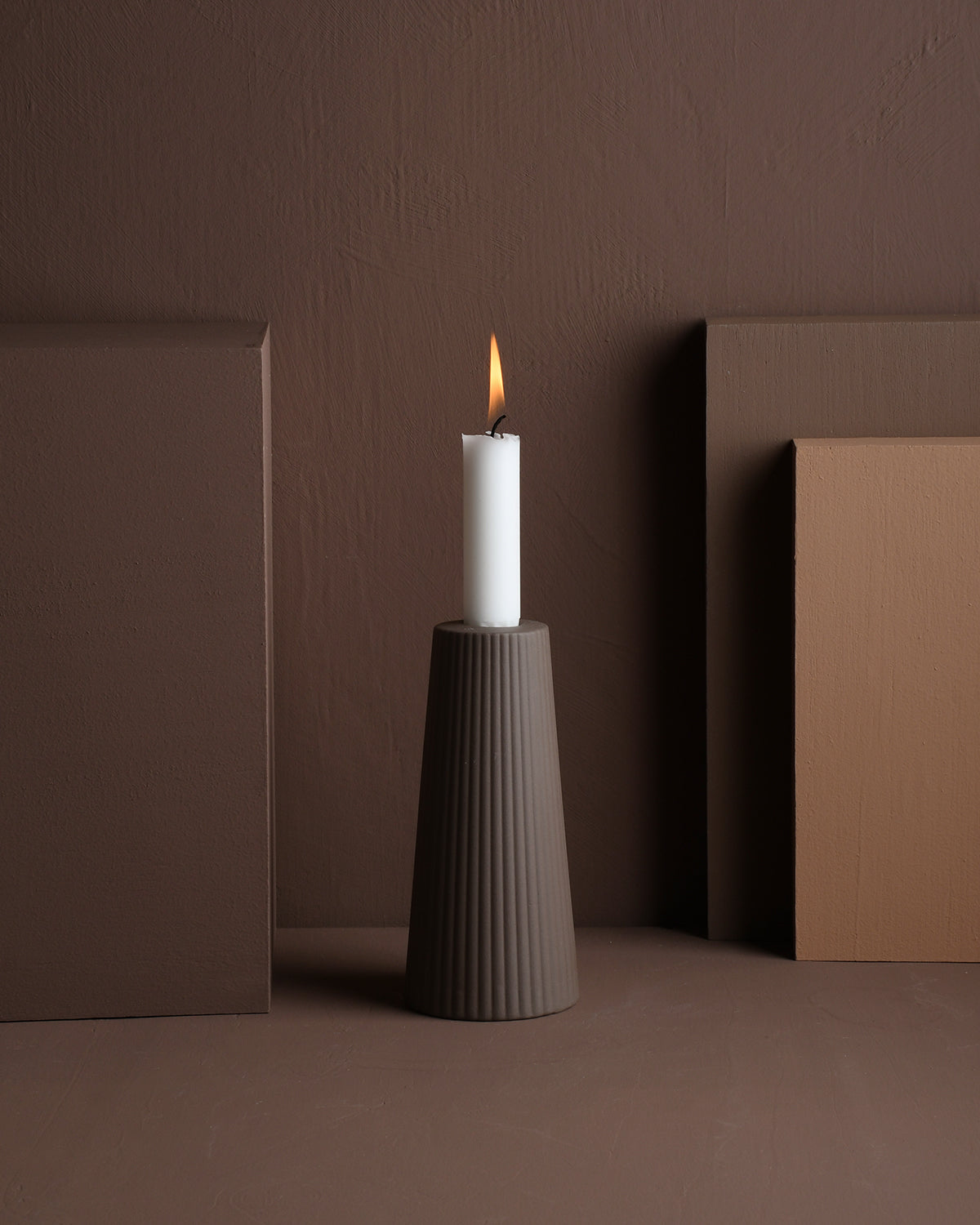 Storefactory Kerzenhalter LINGHED S Keramik braun | Ø 6x15 cm