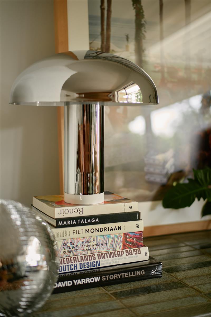 HKliving Tischlampe LOUNGE chrome silber | Ø47x49cm
