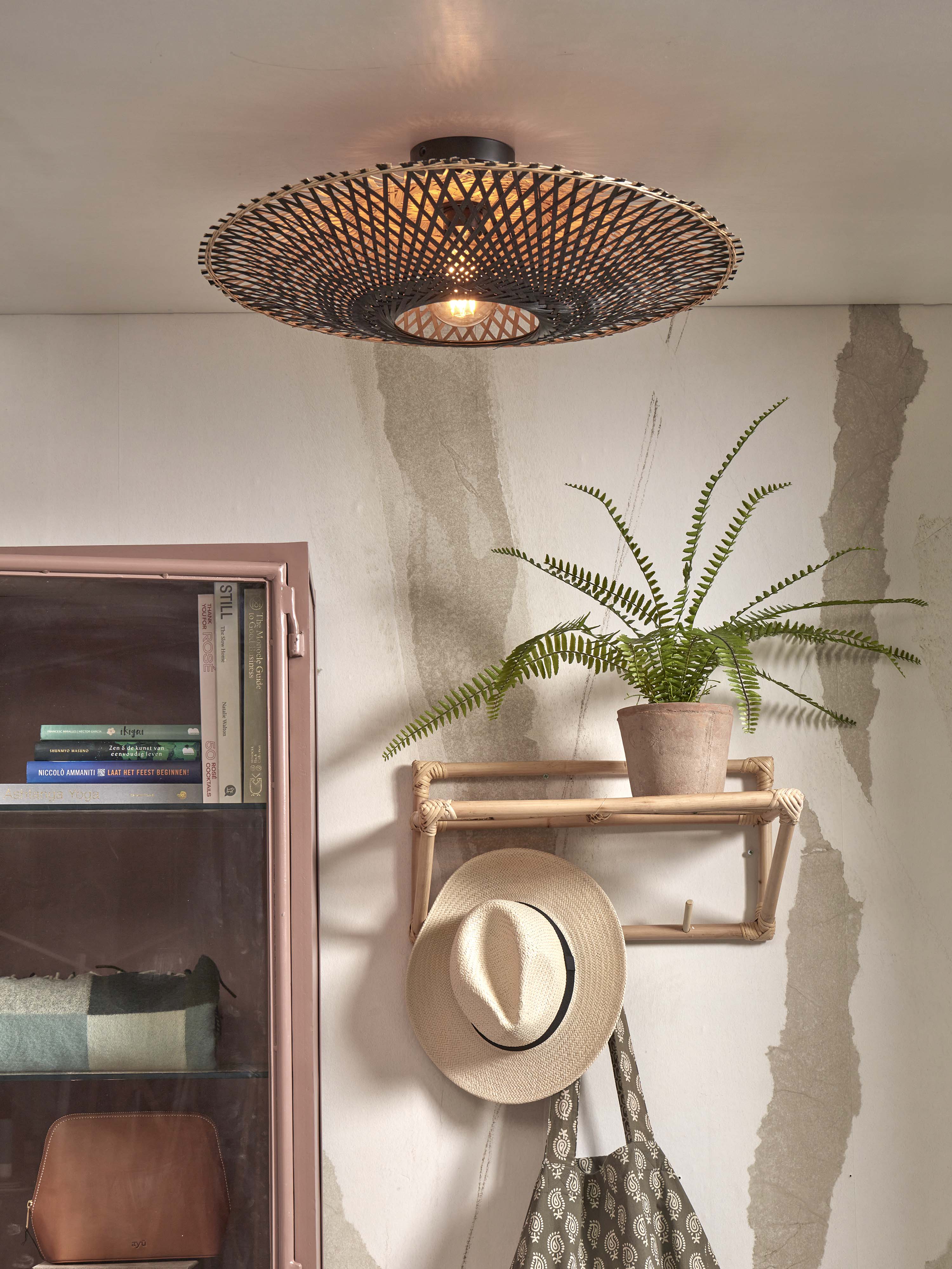 Good&Mojo Deckenlampe KALIMANTAN natur schwarz | 60x60x17cm