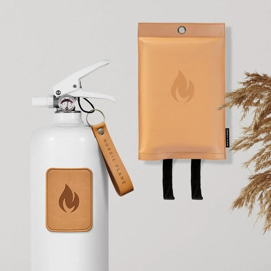 Nordic Flame Löschdecke Leder hell | 120x120cm