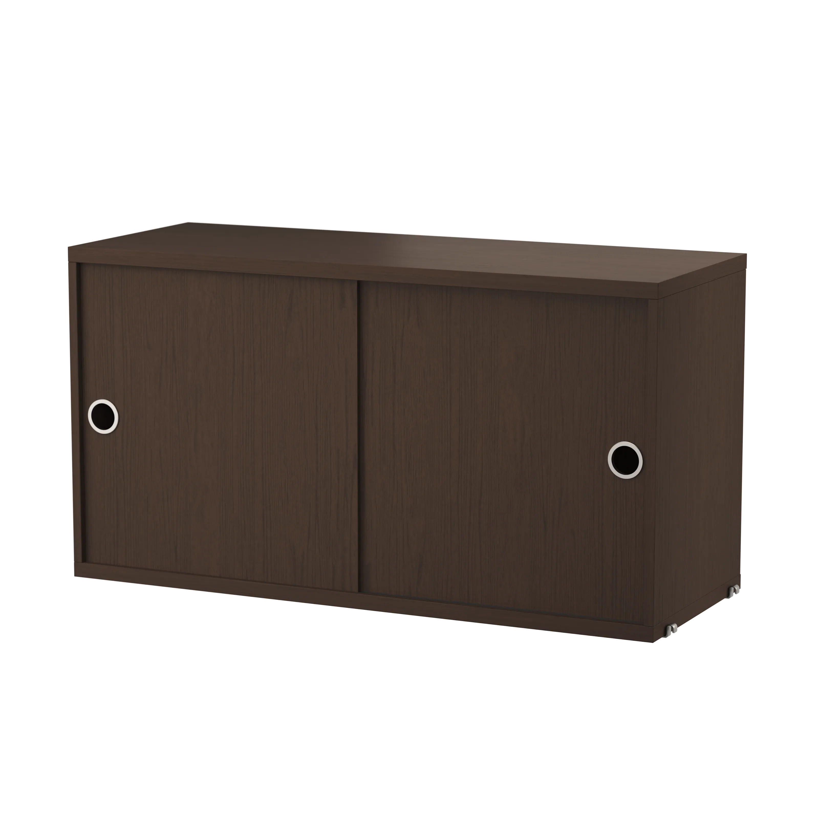 String Furniture Schrank mit Schiebetüren B78 x T30 x H42, Dunkel gebeizte eiche