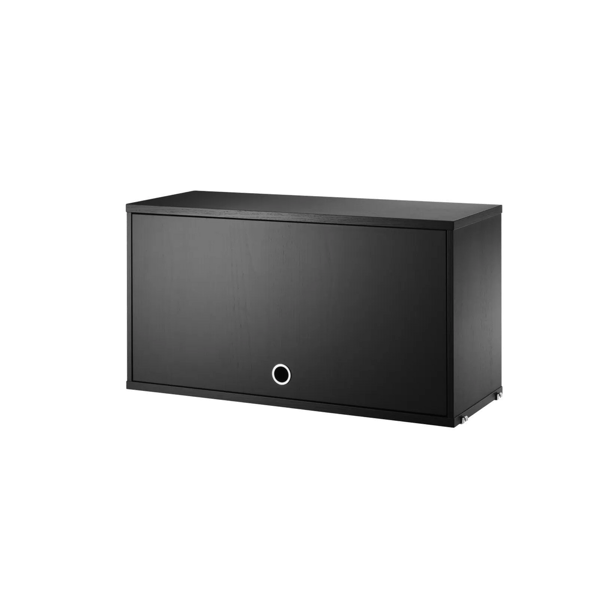 String Furniture Schrank mit Klapptür B78 x T30 x H42, Schwarz gebeizte Esche