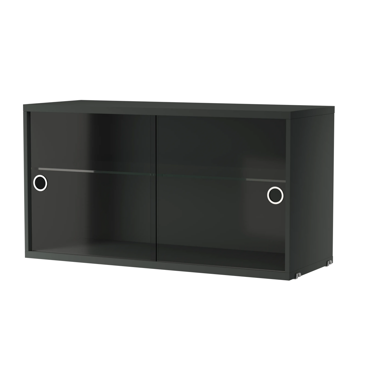 String Furniture Schrank mit Schiebetüren aus Glas B78 x T30 x H42, Dunkelgrau