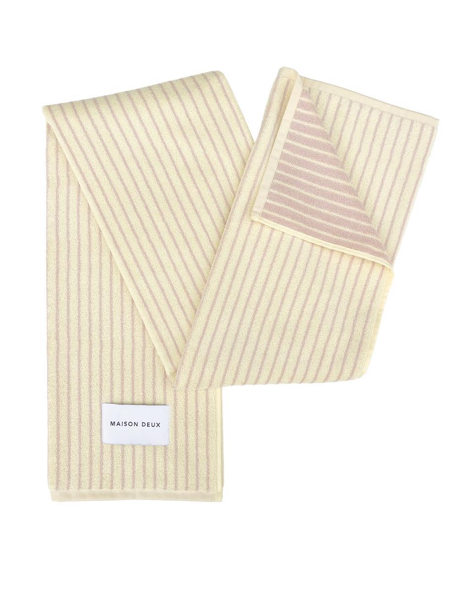 Maison Deux Badetuch STRIPES COLOR Butter Yellow Pink | 140x70cm