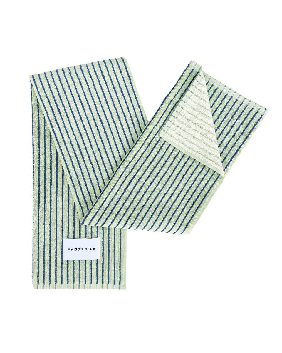 Maison Deux Strandtuch STRIPES COLOR Sage Cobalt Blue | 180x90cm