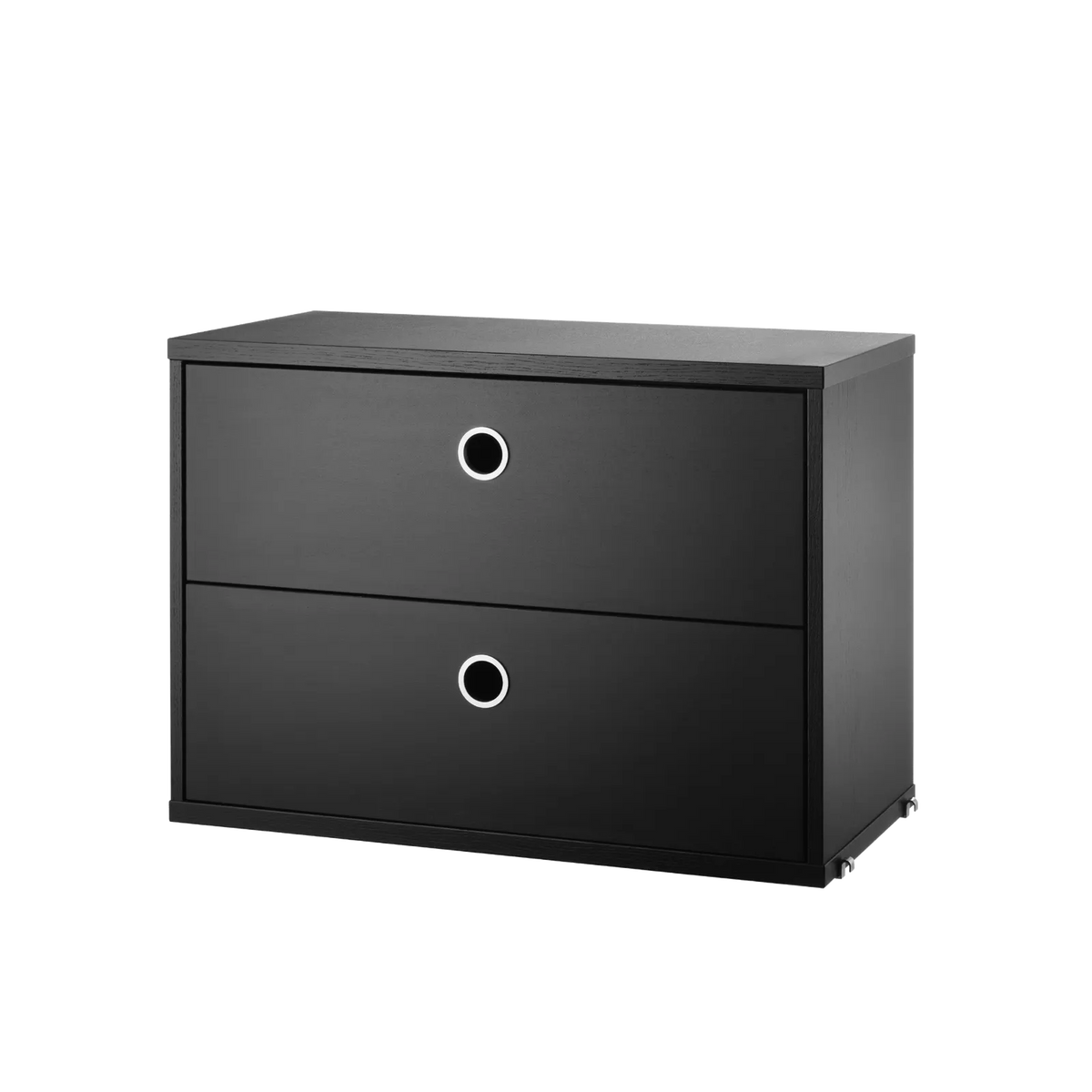 String Furniture Schubladenschrank B58 x T30 x H42, Schwarz gebeizte Esche