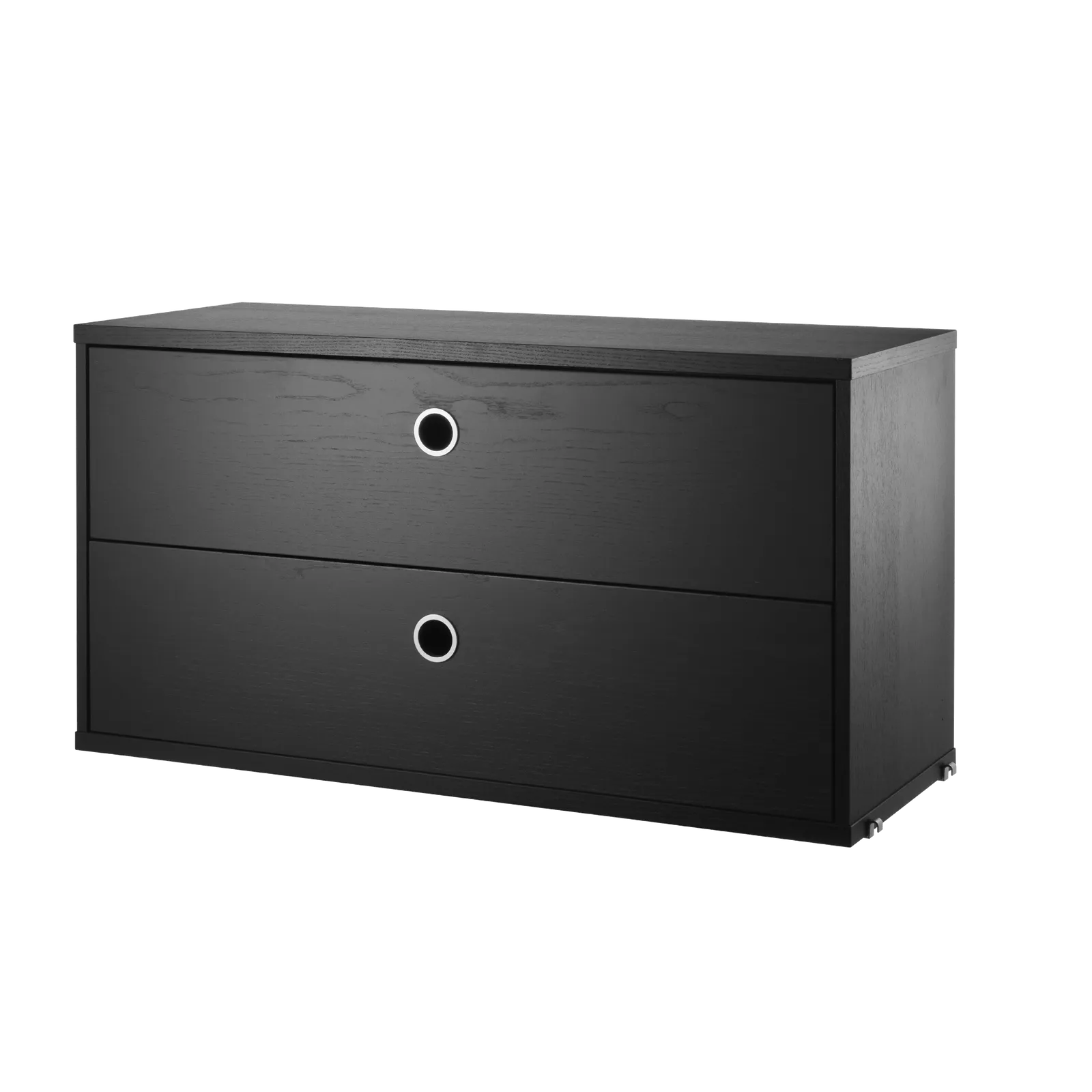 String Furniture Schubladenschrank B78 x T30 x H42, Schwarz gebeizte Esche