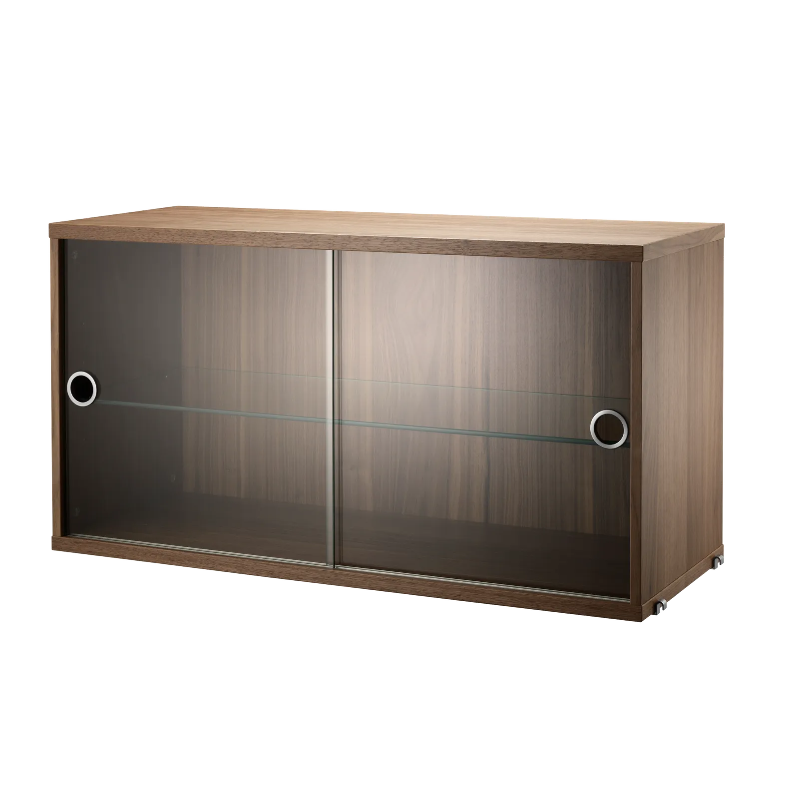 String Furniture Schrank mit Schiebetüren aus Glas B78 x T30 x H42, Walnuß