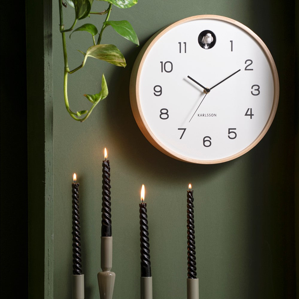 Karlsson Wanduhr NATURAL CUCKOO weiß | Ø31,5x6cm