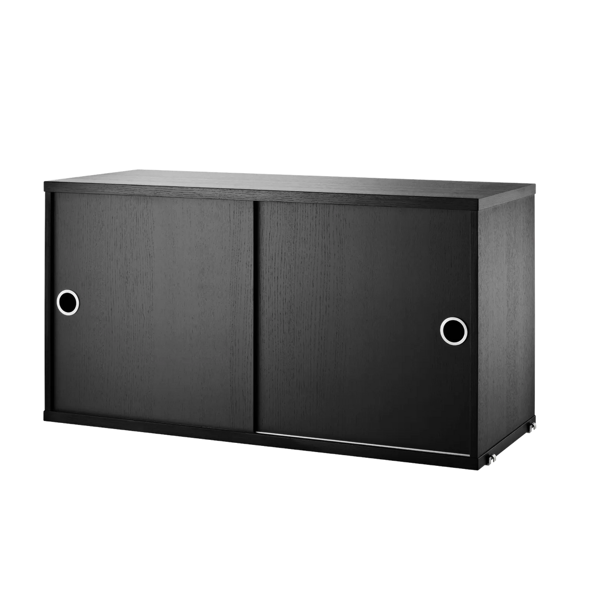 String Furniture Schrank mit Schiebetüren B78 x T30 x H42, Schwarz gebeizte Esche
