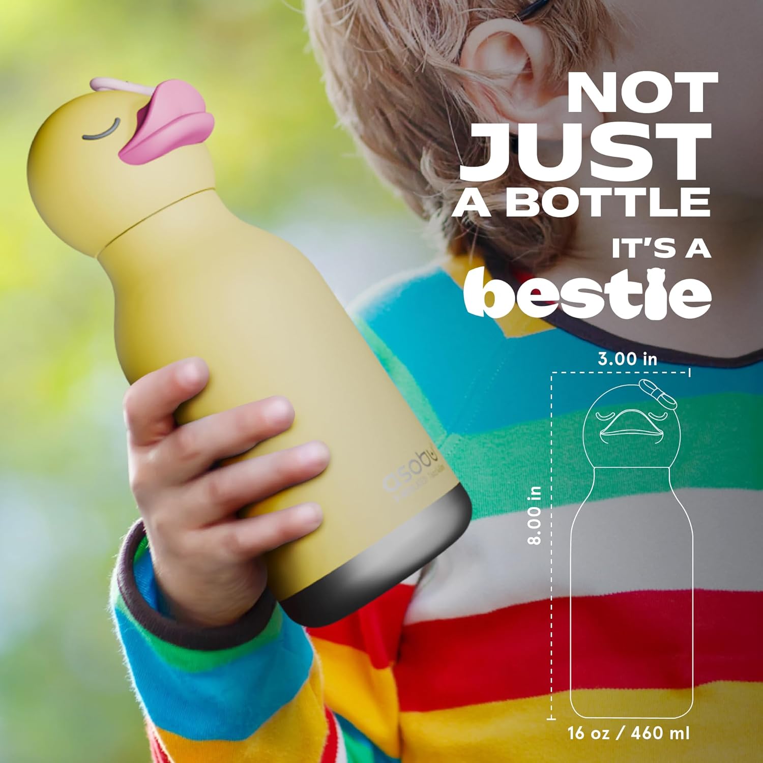 Asobu® Kindertrinkflasche BESTIE mit Strohhalm 460ml - ENTE