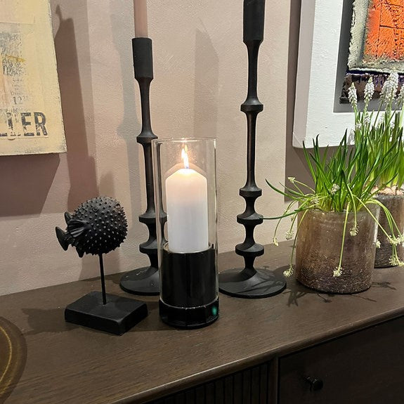 TOMMRE Laterne KOTTE + SPIRA Ethanol Lampe schwarz | Ø28x31cm
