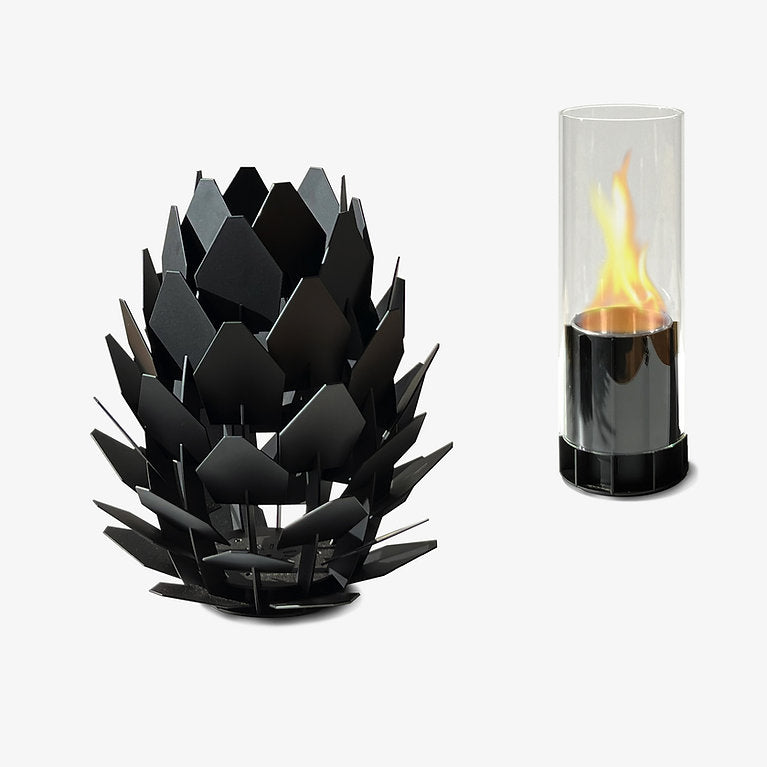 TOMMRE Laterne KOTTE + SPIRA Ethanol Lampe schwarz | Ø28x31cm