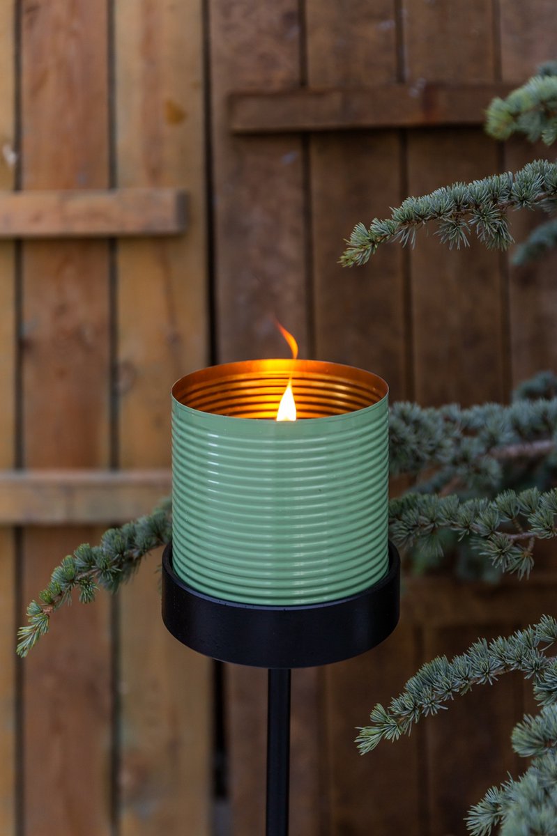 Living by Heart Outdoor Candle Kerze RESEDA GREEN glänzend  | Ø 10x15cm