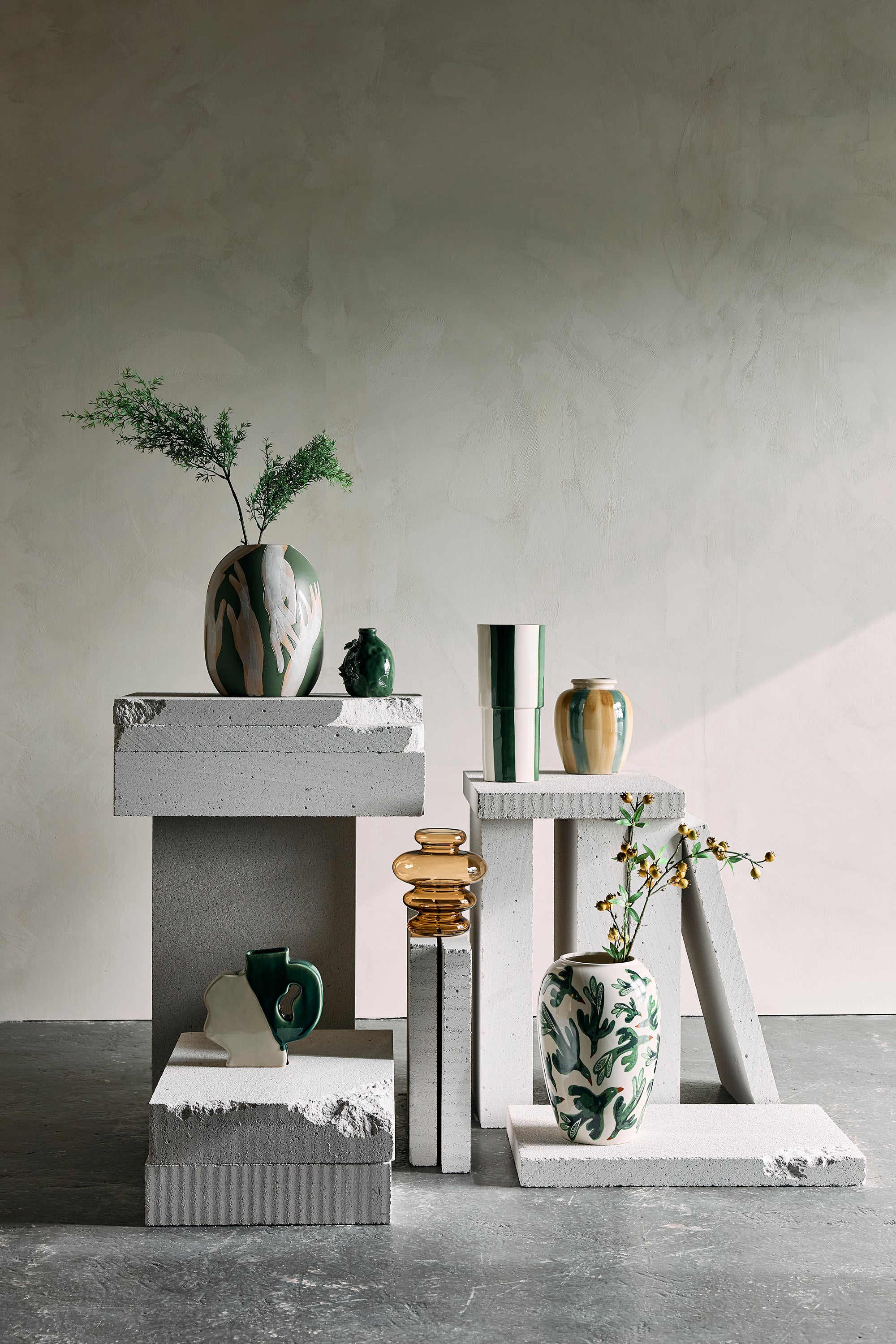 Bloomingville Vase FLOKI grün | Ø14x31cm