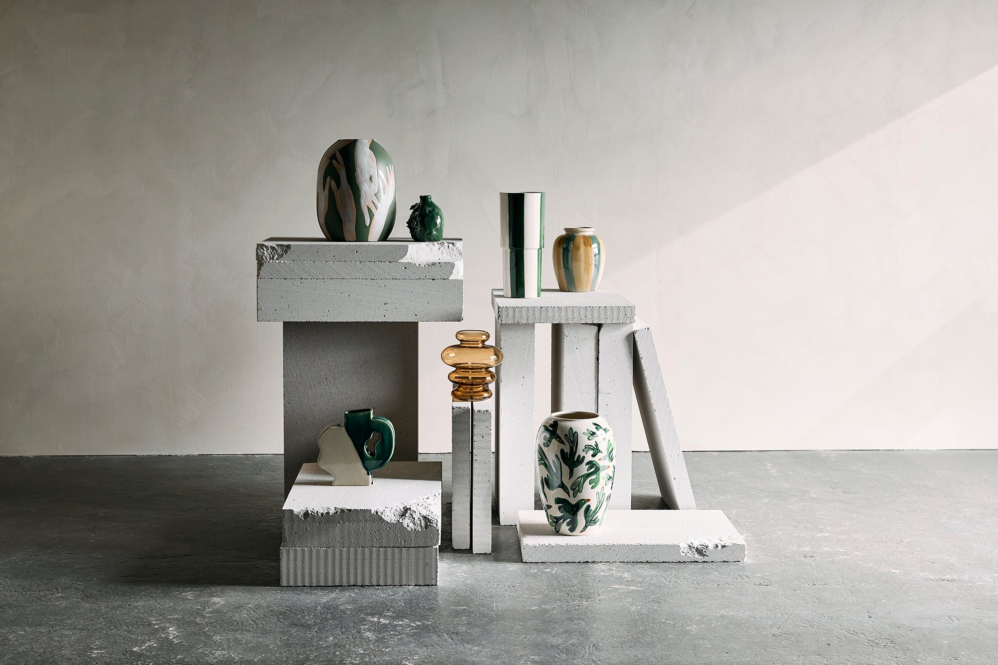 Bloomingville Vase FLOKI grün | Ø14x31cm