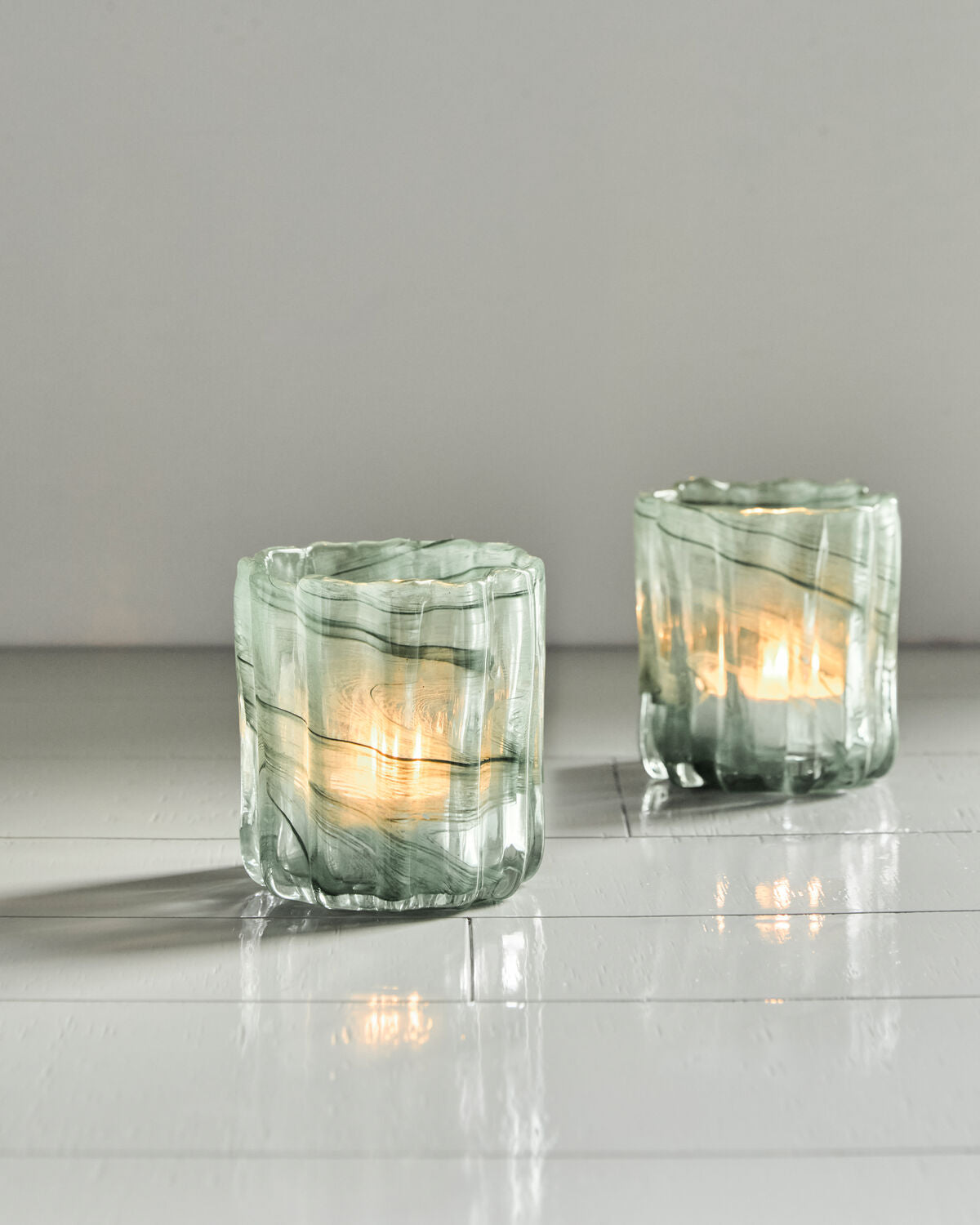 House Doctor Teelichthalter CURL grün 2er Set | 8x11,5cm