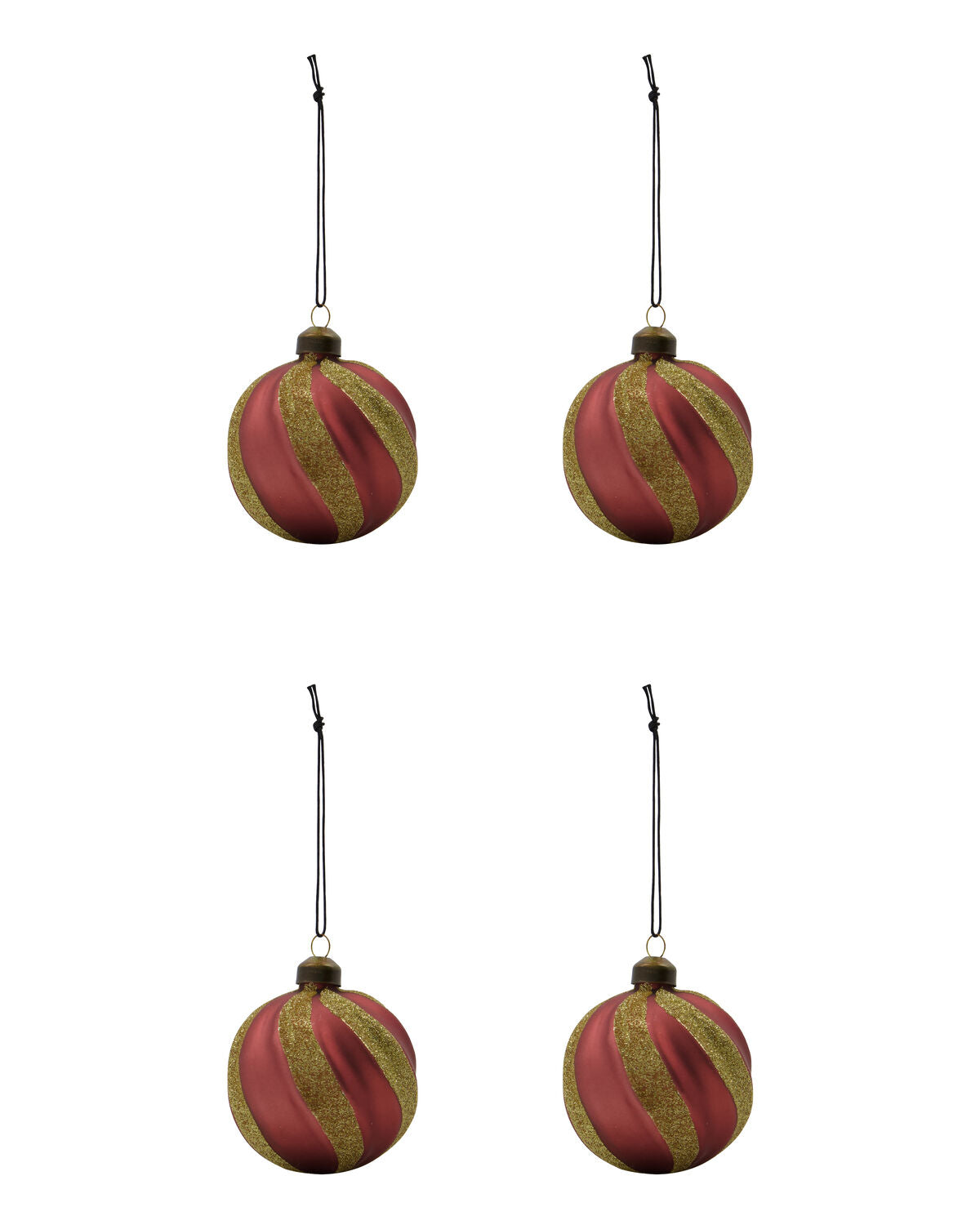 House Doctor Weihnachtskugel SWIRL rot 4er Set | Ø8cm