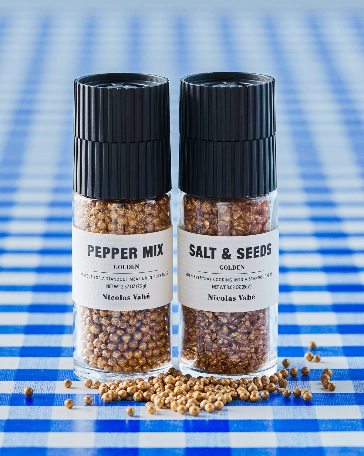 Nicolas Vahé Geschenkbox GOLDEN SALT & SEEDS + PEPPER MIX 2er Set Gewürze |  86g +73g