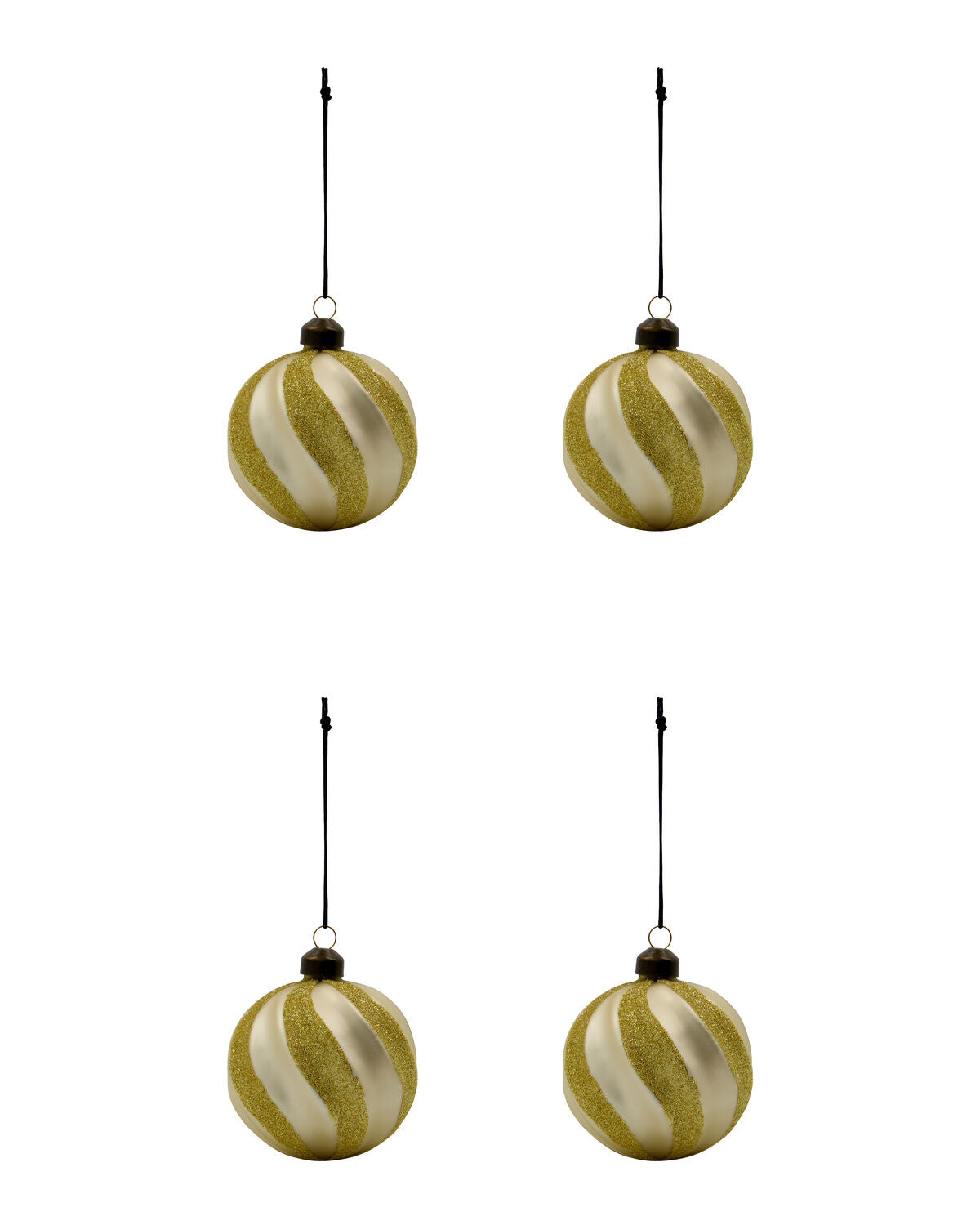 House Doctor Weihnachtskugel SWIRL champagner 4er Set | Ø 8cm
