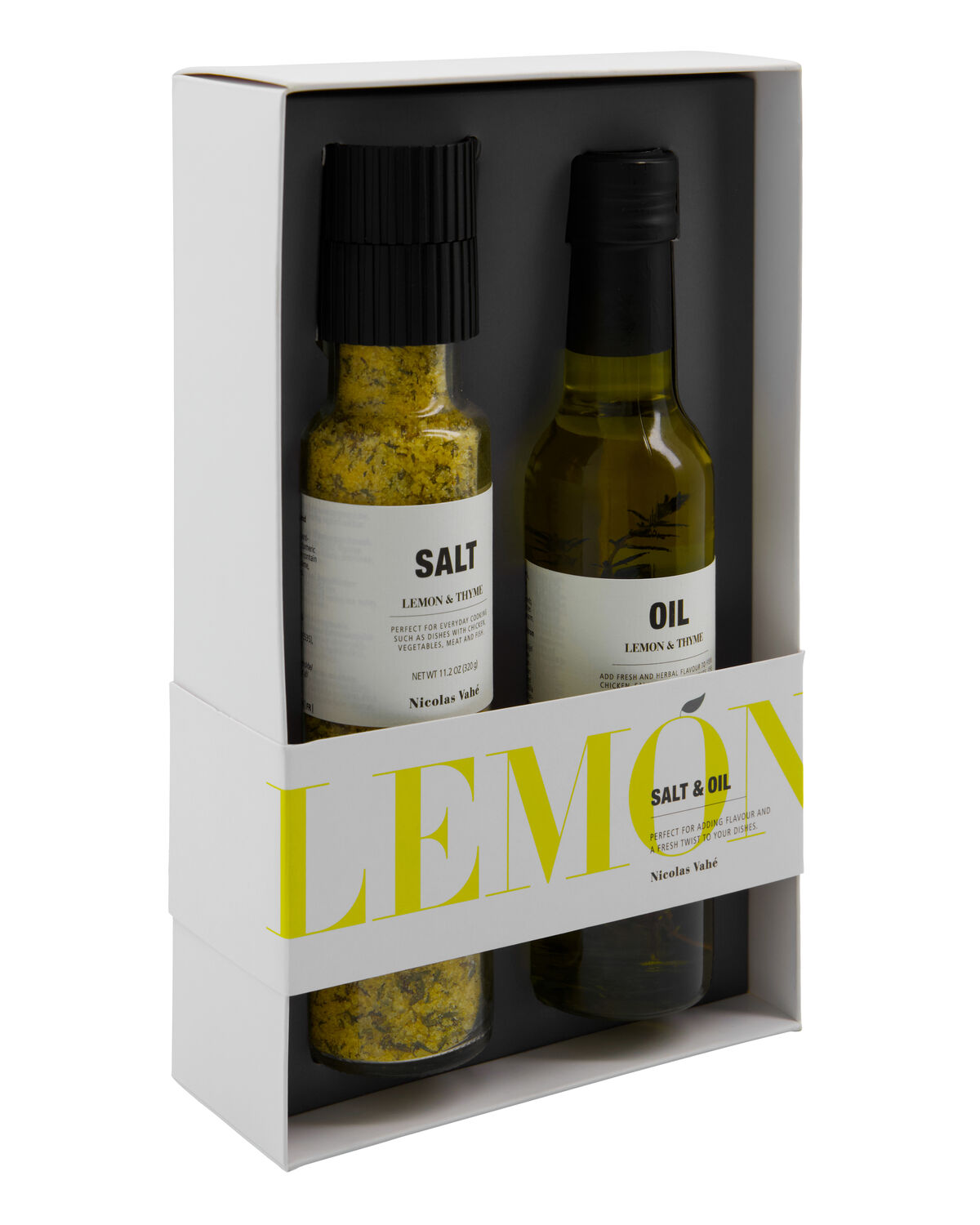 Nicolas Vahé Geschenkbox LEMON 2er Set Salz & Öl | 330g + 25cl