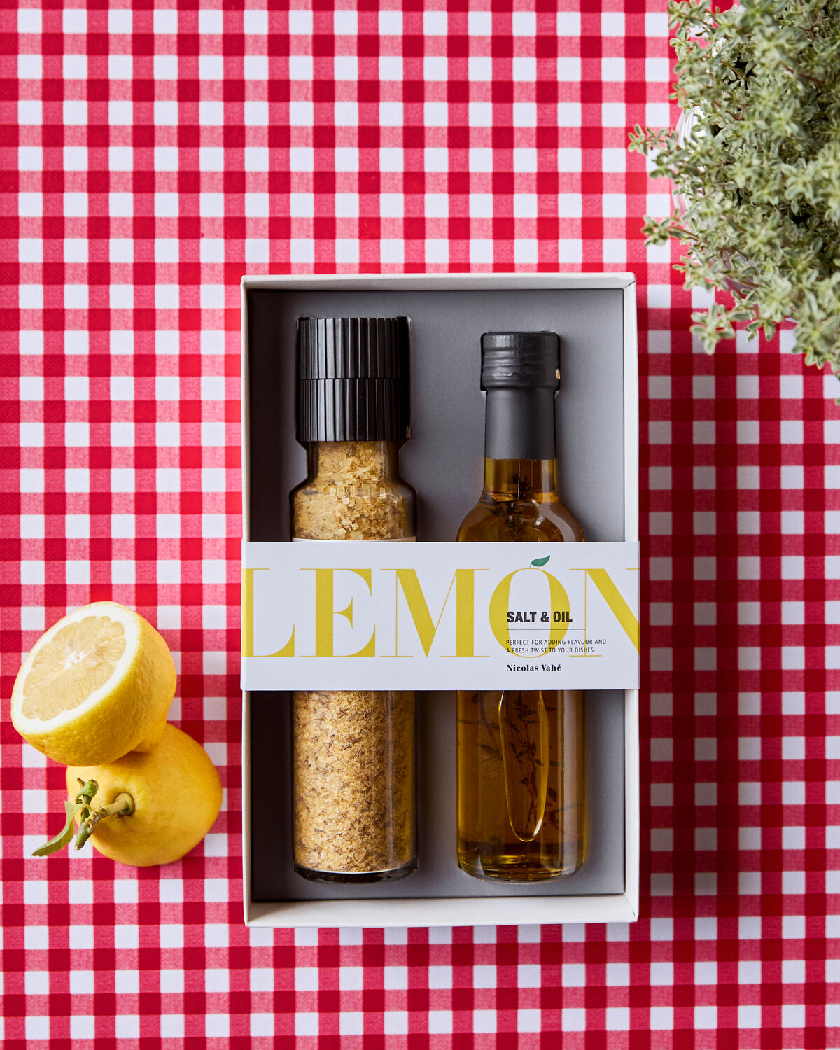 Nicolas Vahé Geschenkbox LEMON 2er Set Salz & Öl | 330g + 25cl