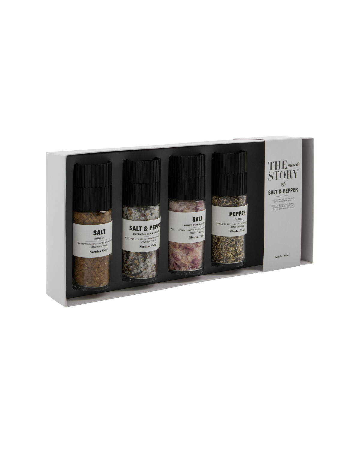 Nicolas Vahé Geschenkbox THE MIXED STORYS 4er Set Salz & Pfeffer | 130+115+120+65g