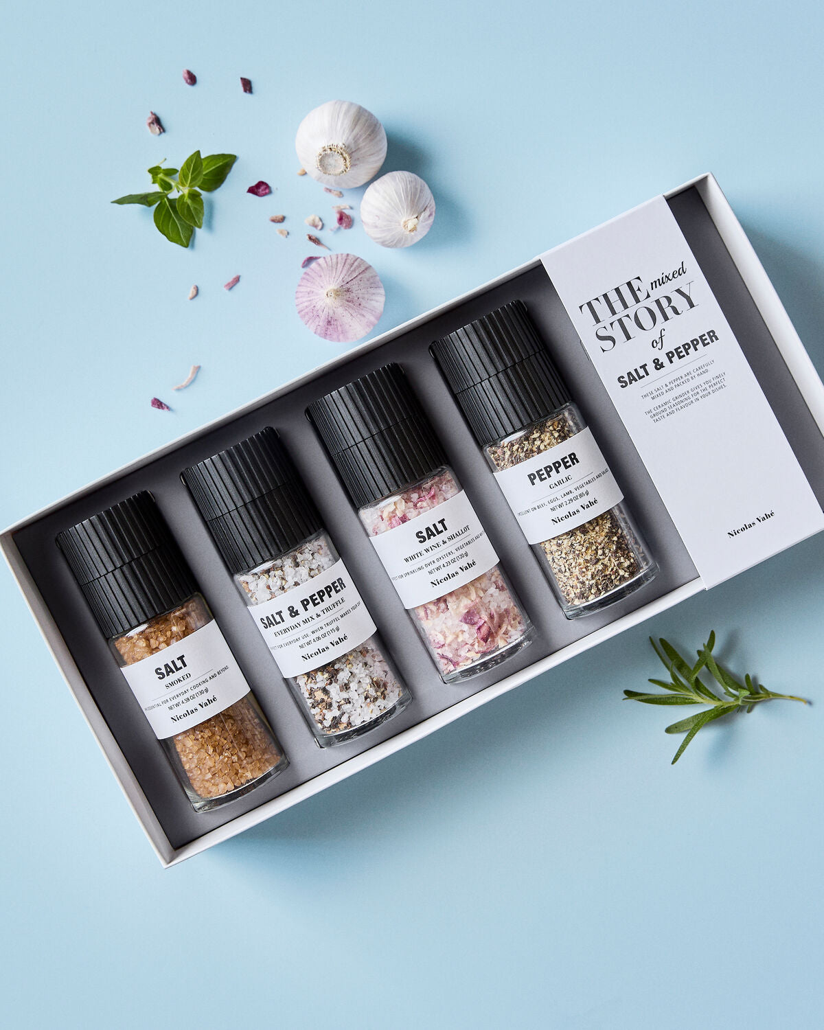Nicolas Vahé Geschenkbox THE MIXED STORYS 4er Set Salz & Pfeffer | 130+115+120+65g