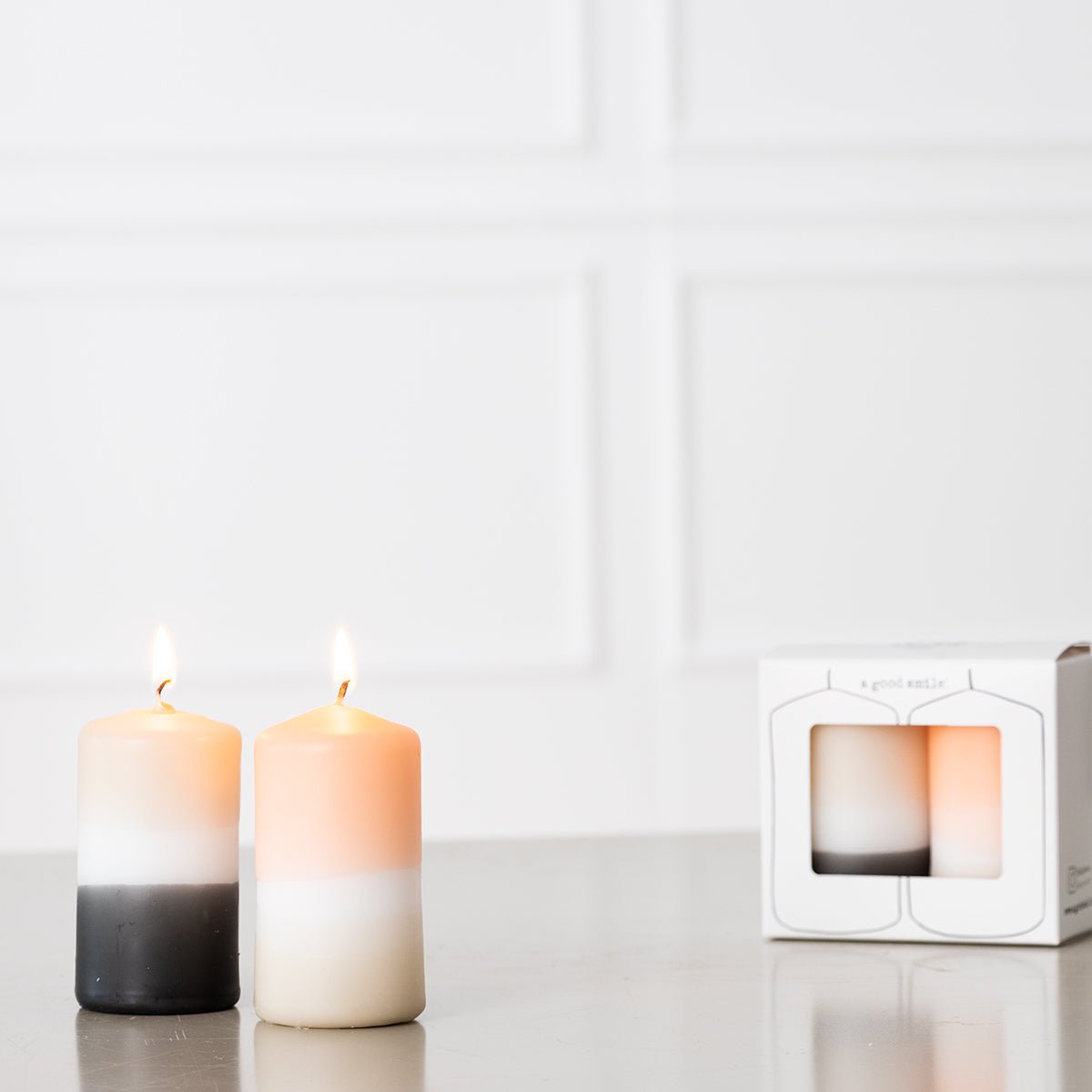 a good smile DIP DYE Stumpenkerze NUDE 2er Set - Sir Henrys