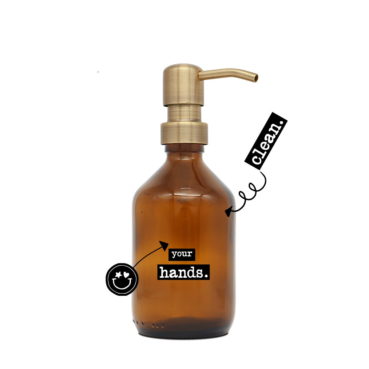 a good smile Seifenspender DIY Glas braun Edelstahlspender gold 250ml - Sir Henrys