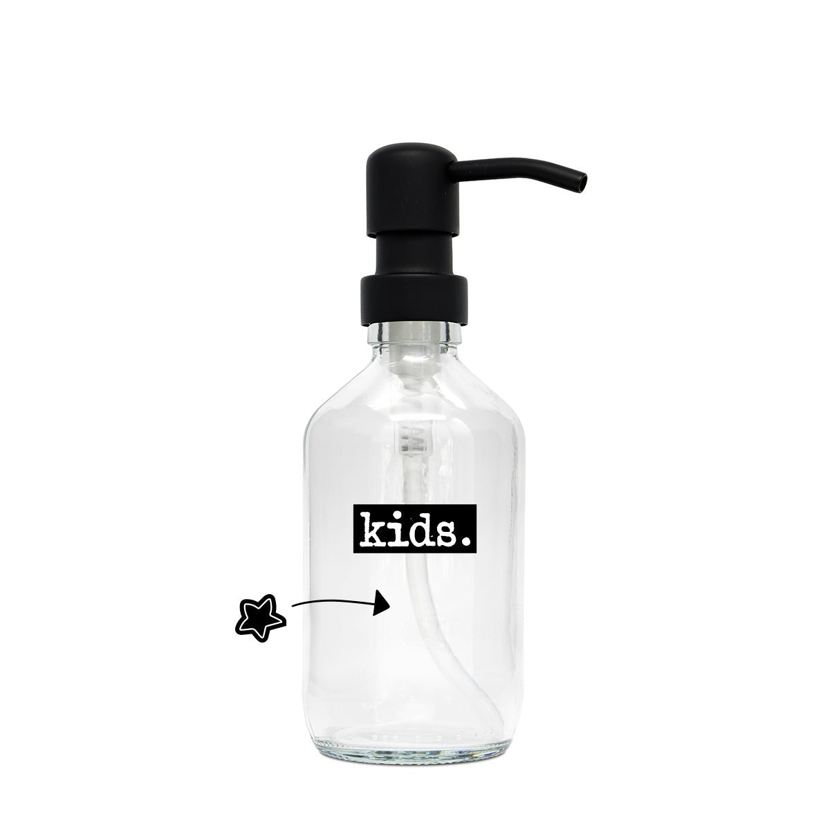 a good smile Seifenspender DIY Glas klar Edelstahlspender schwarz 250ml - Sir Henrys