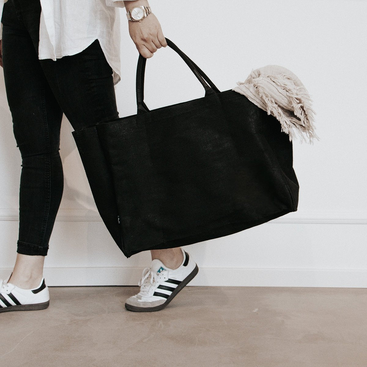 a good smile Shopping Bag Canvas Maxi uni schwarz - Sir Henrys