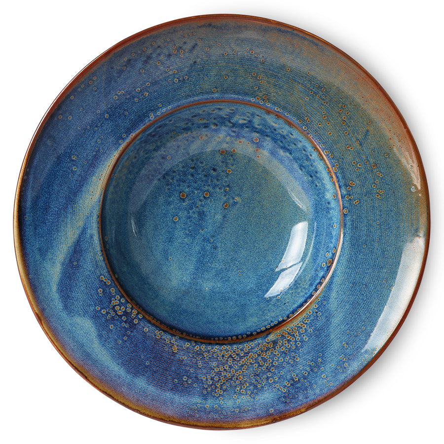 HKliving Teller Pastateller RUSTIC BLUE Chef Ceramics blau | Ø28,5x5,8cm