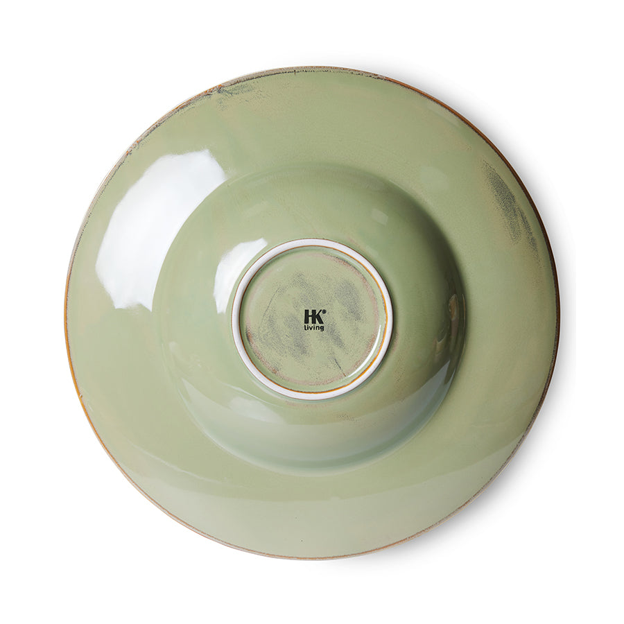 HKliving Teller Pastateller MOSS GREEN Chef Ceramics hellgrün | Ø28x5,8cm