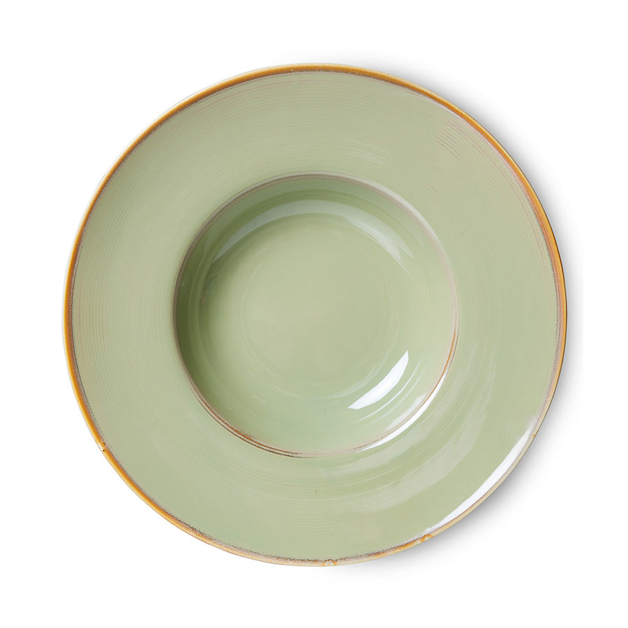 HKliving Teller Pastateller MOSS GREEN Chef Ceramics hellgrün | Ø28x5,8cm