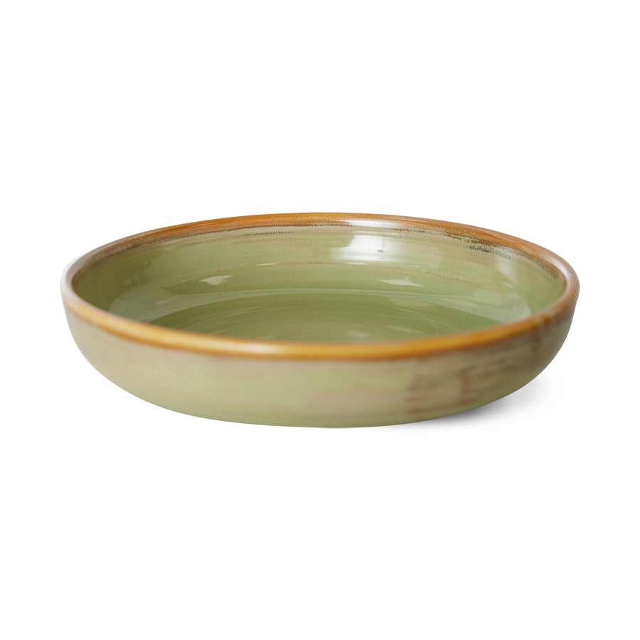 HKliving Teller tief M MOSS GREEN Chef Ceramics hellgrün | Ø19,3x4,3cm