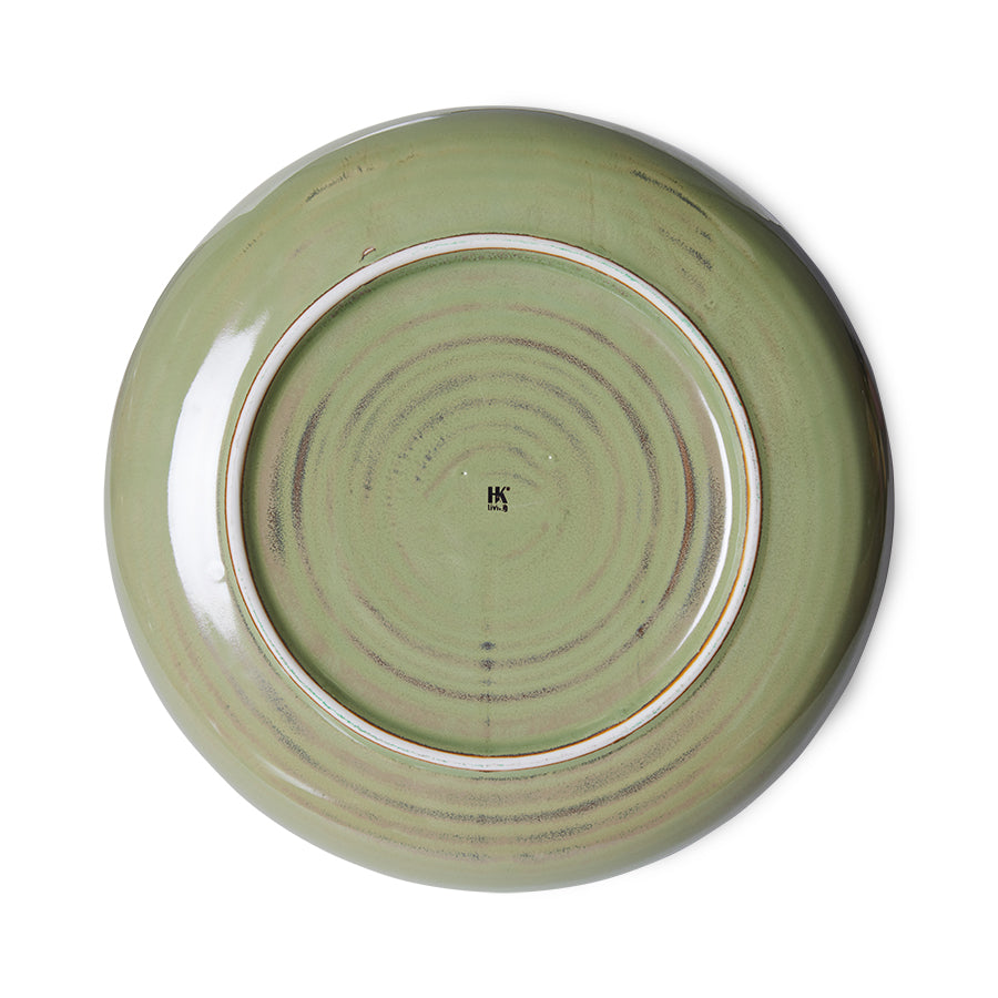 HKliving Teller tief M MOSS GREEN Chef Ceramics hellgrün | Ø19,3x4,3cm