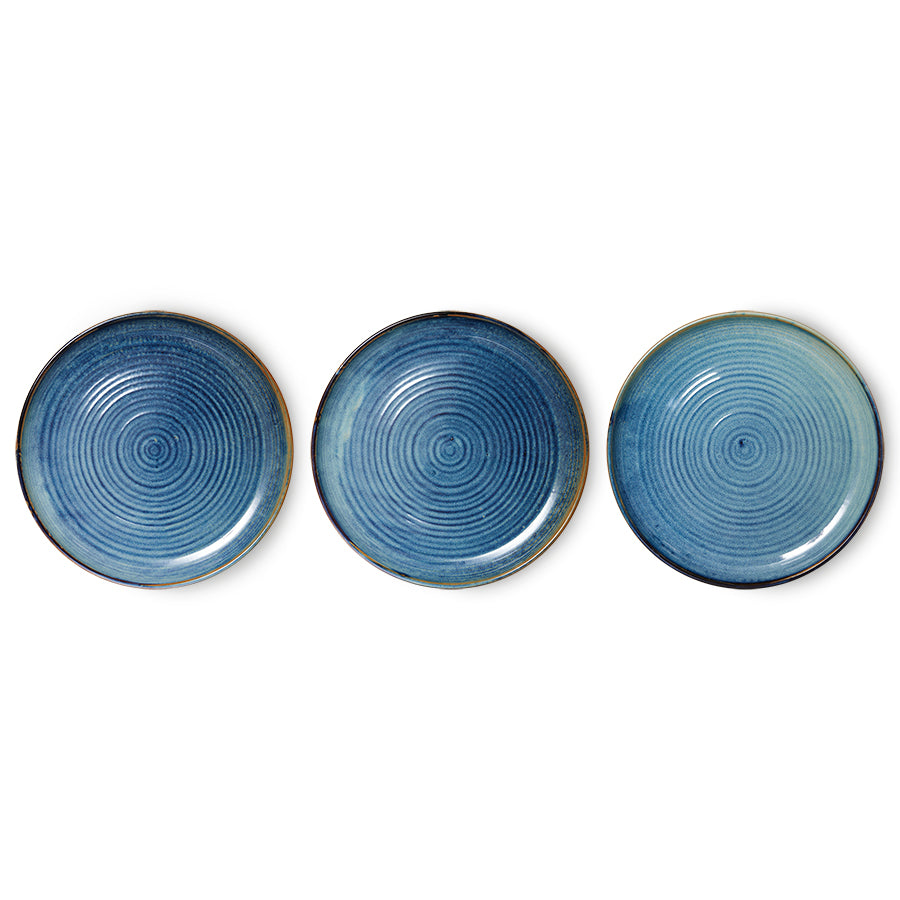 HKliving Teller RUSTIC BLUE Chef Ceramics blau | Ø26x3cm