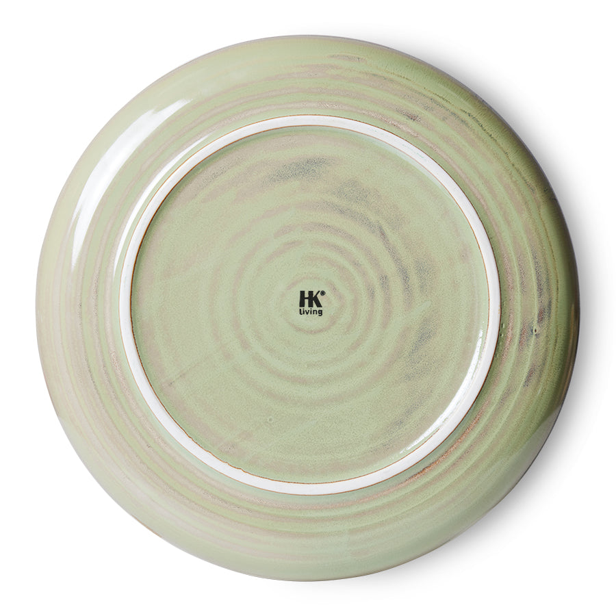 HKliving Teller MOSS GREEN Chef Ceramics hellgrün | Ø26x3cm